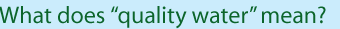 What does quality water mean? What does quality water mean?